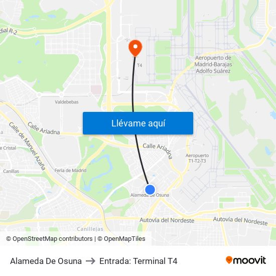 Alameda De Osuna to Entrada: Terminal T4 map