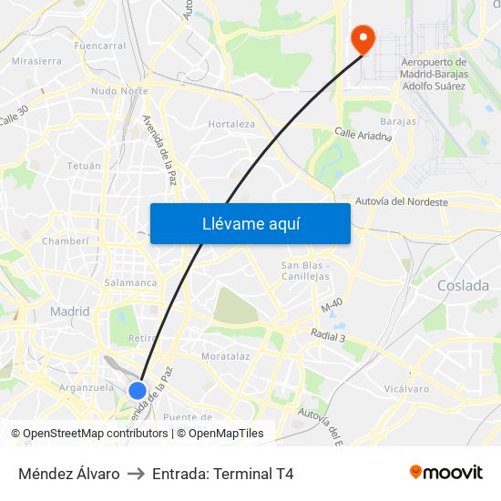 Méndez Álvaro to Entrada: Terminal T4 map