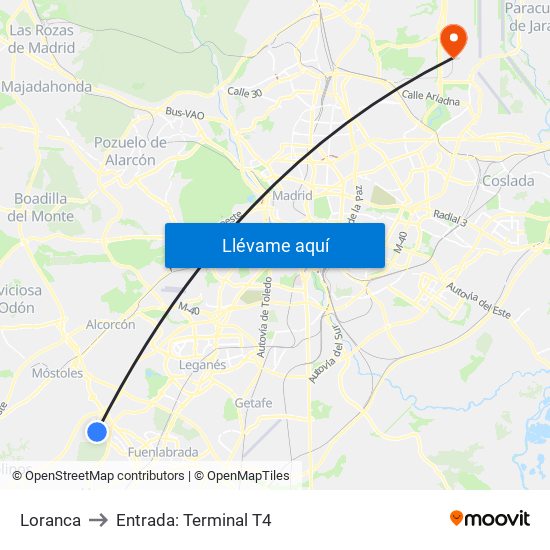 Loranca to Entrada: Terminal T4 map