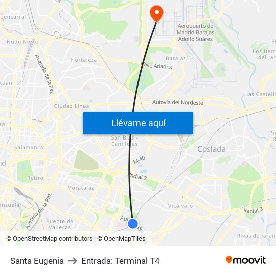 Santa Eugenia to Entrada: Terminal T4 map