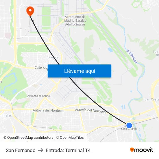 San Fernando to Entrada: Terminal T4 map