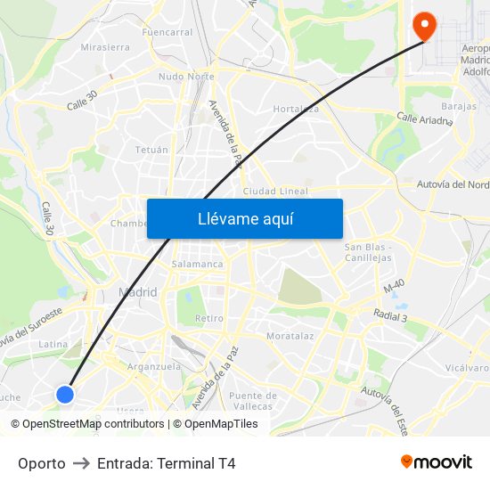 Oporto to Entrada: Terminal T4 map
