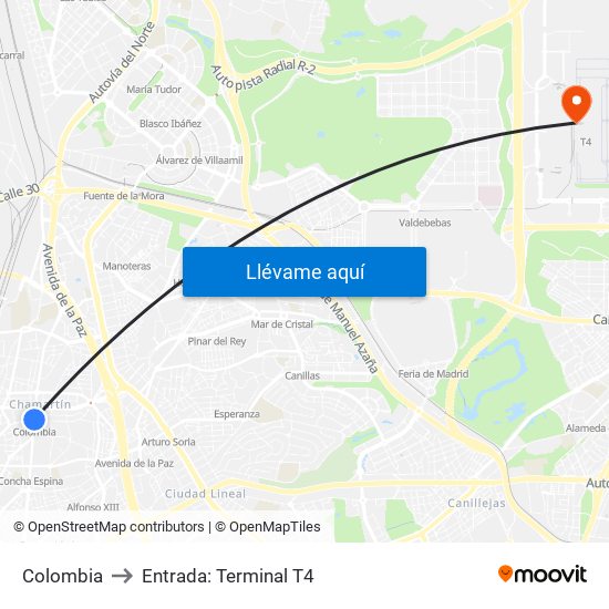 Colombia to Entrada: Terminal T4 map