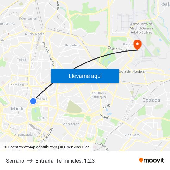 Serrano to Entrada: Terminales, 1,2,3 map
