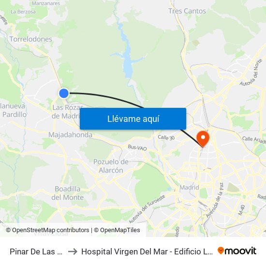Pinar De Las Rozas to Hospital Virgen Del Mar - Edificio López Pozas map