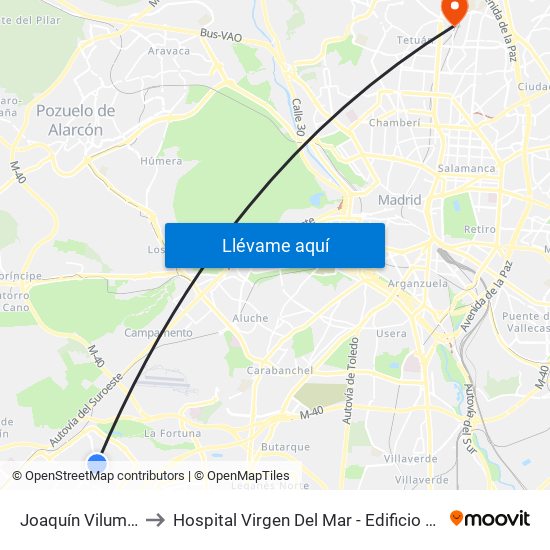 Joaquín Vilumbrales to Hospital Virgen Del Mar - Edificio López Pozas map