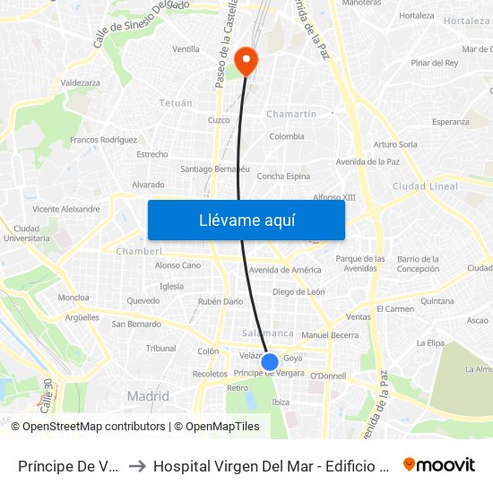 Príncipe De Vergara to Hospital Virgen Del Mar - Edificio López Pozas map
