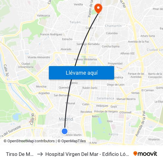 Tirso De Molina to Hospital Virgen Del Mar - Edificio López Pozas map