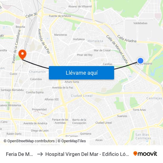 Feria De Madrid to Hospital Virgen Del Mar - Edificio López Pozas map