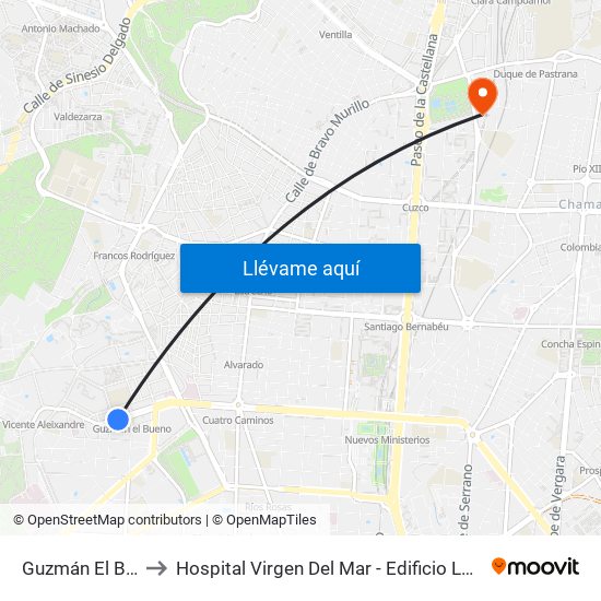 Guzmán El Bueno to Hospital Virgen Del Mar - Edificio López Pozas map