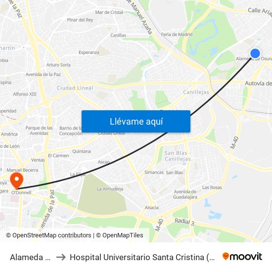Alameda De Osuna to Hospital Universitario Santa Cristina (Hospital Univ. Santa Cristina) map