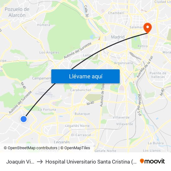 Joaquín Vilumbrales to Hospital Universitario Santa Cristina (Hospital Univ. Santa Cristina) map