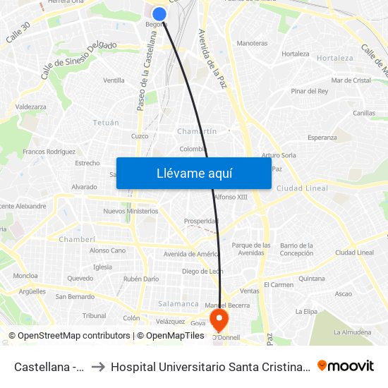 Castellana - Nudo Norte to Hospital Universitario Santa Cristina (Hospital Univ. Santa Cristina) map