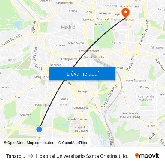 Tanatorio Sur to Hospital Universitario Santa Cristina (Hospital Univ. Santa Cristina) map