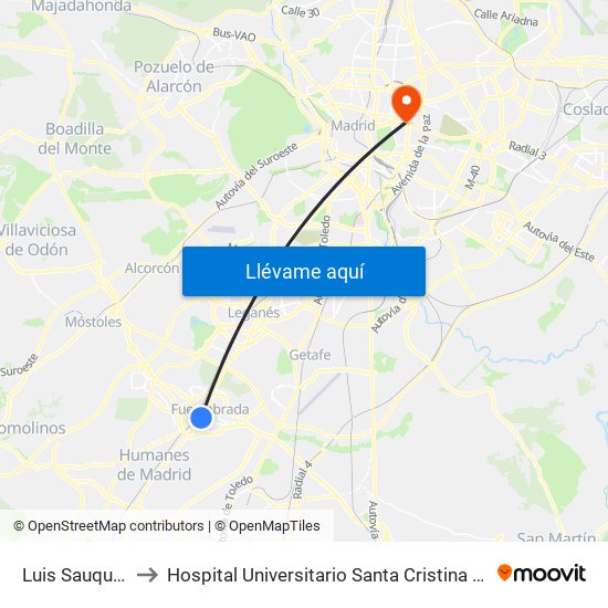 Luis Sauquillo - Grecia to Hospital Universitario Santa Cristina (Hospital Univ. Santa Cristina) map