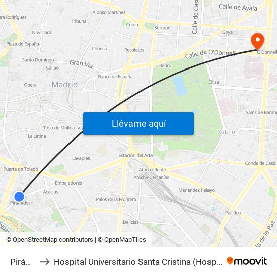 Pirámides to Hospital Universitario Santa Cristina (Hospital Univ. Santa Cristina) map