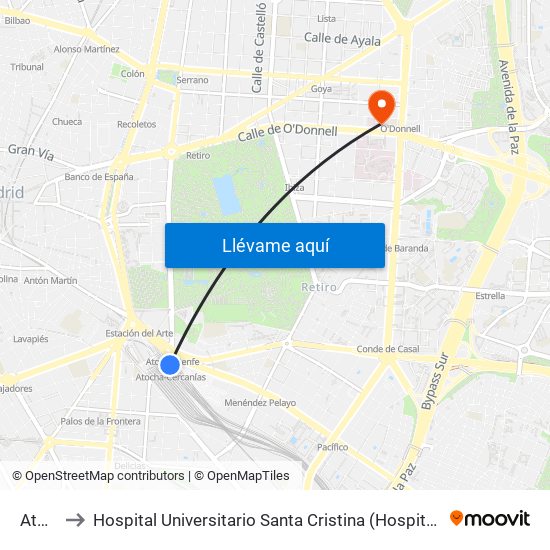 Atocha to Hospital Universitario Santa Cristina (Hospital Univ. Santa Cristina) map