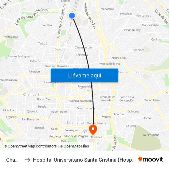 Chamartín to Hospital Universitario Santa Cristina (Hospital Univ. Santa Cristina) map