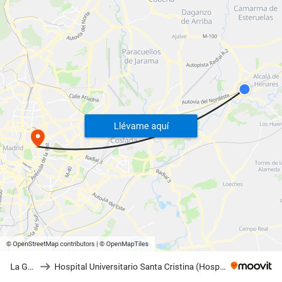 La Garena to Hospital Universitario Santa Cristina (Hospital Univ. Santa Cristina) map