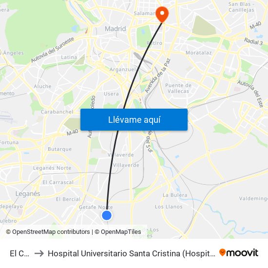 El Casar to Hospital Universitario Santa Cristina (Hospital Univ. Santa Cristina) map