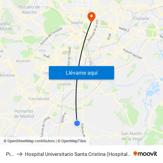 Pinto to Hospital Universitario Santa Cristina (Hospital Univ. Santa Cristina) map