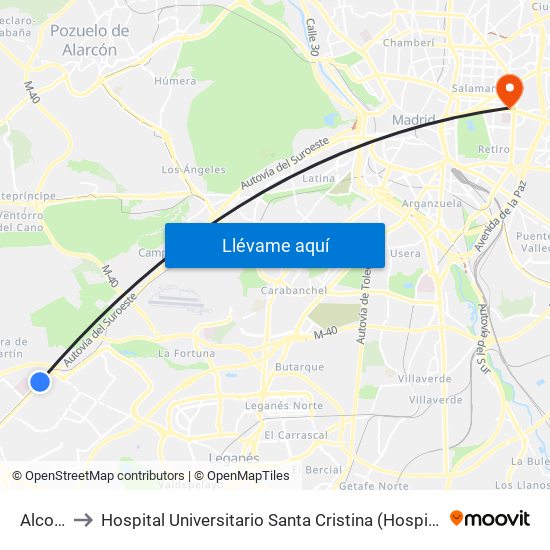 Alcorcón to Hospital Universitario Santa Cristina (Hospital Univ. Santa Cristina) map