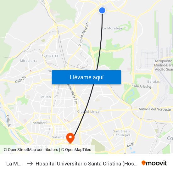 La Moraleja to Hospital Universitario Santa Cristina (Hospital Univ. Santa Cristina) map