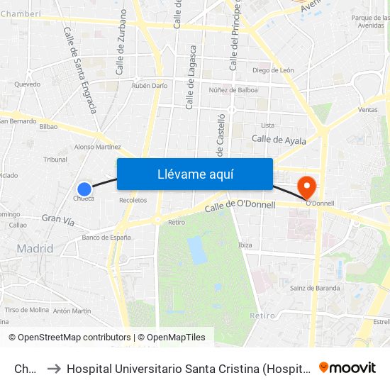 Chueca to Hospital Universitario Santa Cristina (Hospital Univ. Santa Cristina) map