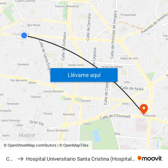 Canal to Hospital Universitario Santa Cristina (Hospital Univ. Santa Cristina) map