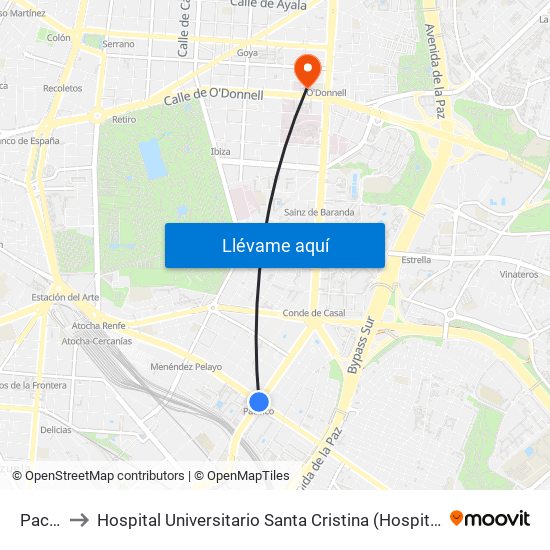 Pacífico to Hospital Universitario Santa Cristina (Hospital Univ. Santa Cristina) map