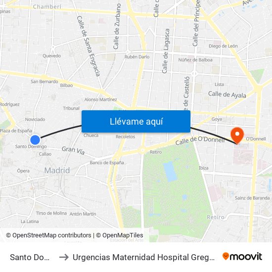 Santo Domingo to Urgencias Maternidad Hospital Gregorio Marañón map