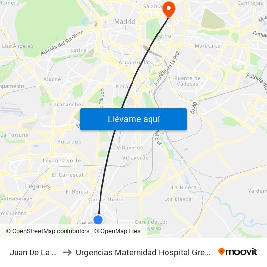 Juan De La Cierva to Urgencias Maternidad Hospital Gregorio Marañón map