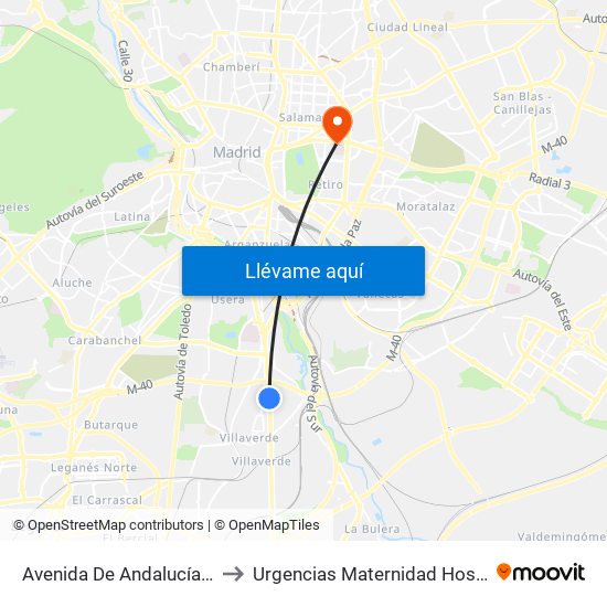 Avenida De Andalucía - Centro Comercial to Urgencias Maternidad Hospital Gregorio Marañón map