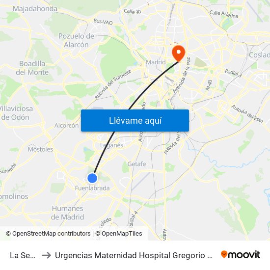 La Serna to Urgencias Maternidad Hospital Gregorio Marañón map
