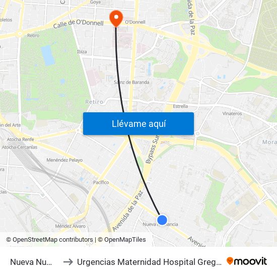 Nueva Numancia to Urgencias Maternidad Hospital Gregorio Marañón map