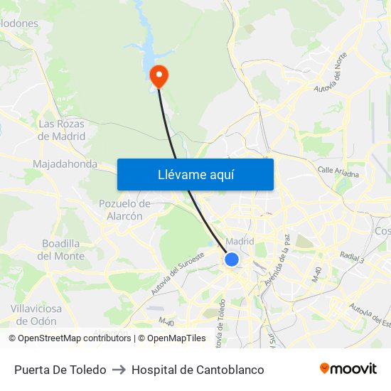 Puerta De Toledo to Hospital de Cantoblanco map