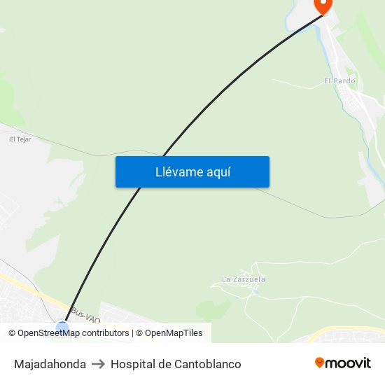 Majadahonda to Hospital de Cantoblanco map