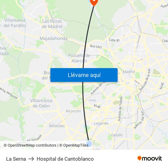La Serna to Hospital de Cantoblanco map