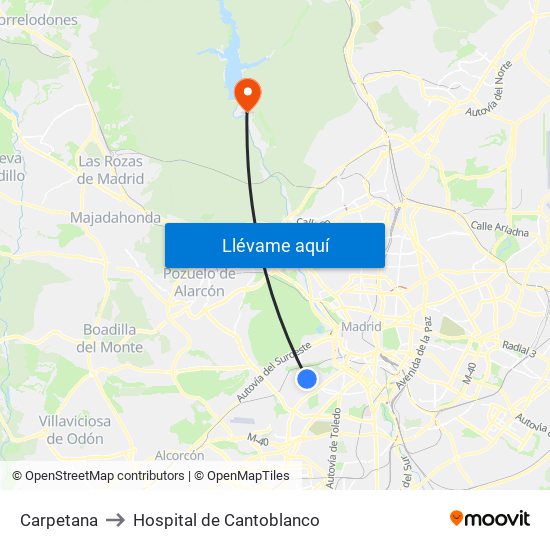 Carpetana to Hospital de Cantoblanco map