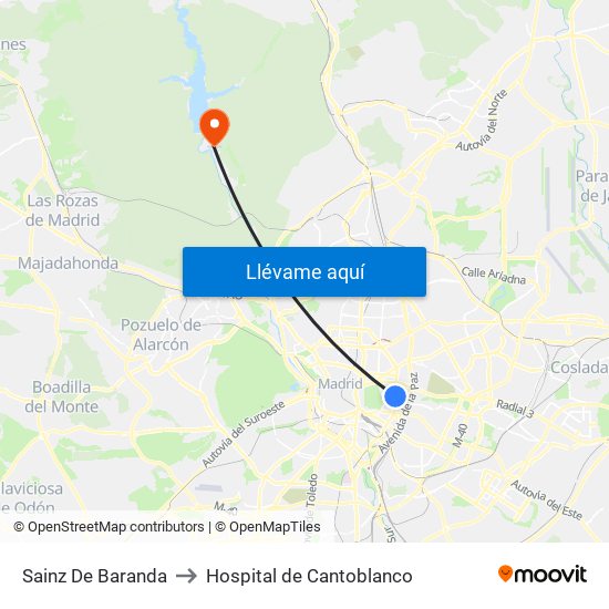 Sainz De Baranda to Hospital de Cantoblanco map