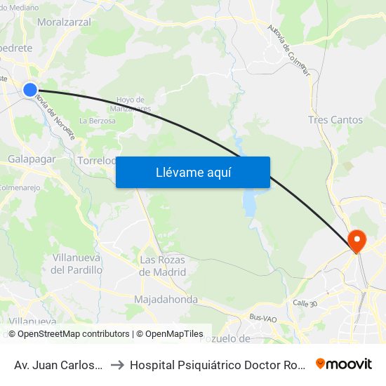 Av. Juan Carlos I - Zoco to Hospital Psiquiátrico Doctor Rodríguez Lafora map