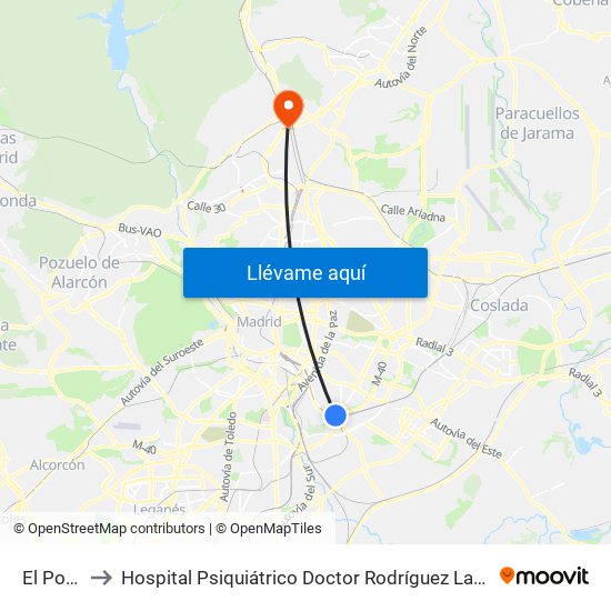 El Pozo to Hospital Psiquiátrico Doctor Rodríguez Lafora map
