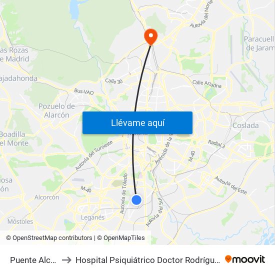 Puente Alcocer to Hospital Psiquiátrico Doctor Rodríguez Lafora map