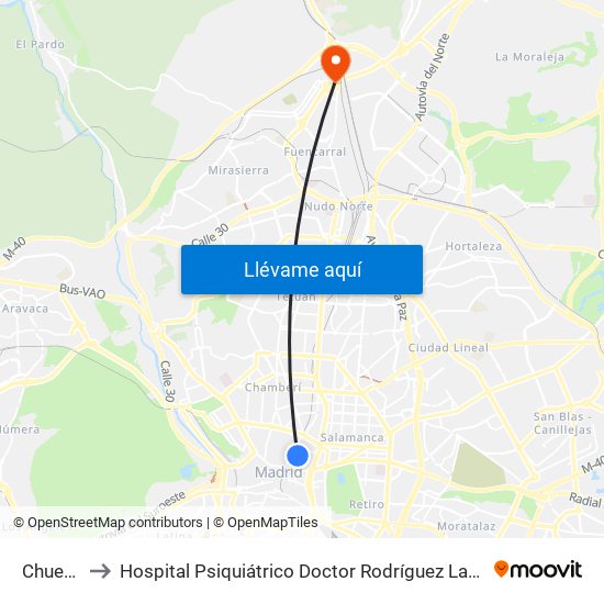 Chueca to Hospital Psiquiátrico Doctor Rodríguez Lafora map