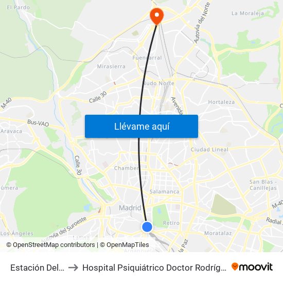 Estación Del Arte to Hospital Psiquiátrico Doctor Rodríguez Lafora map