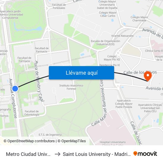 Metro Ciudad Universitaria to Saint Louis University - Madrid Campus map