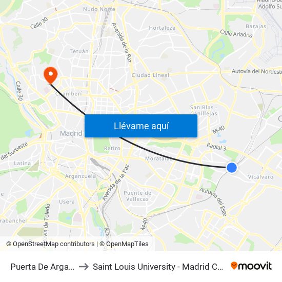 Puerta De Arganda to Saint Louis University - Madrid Campus map