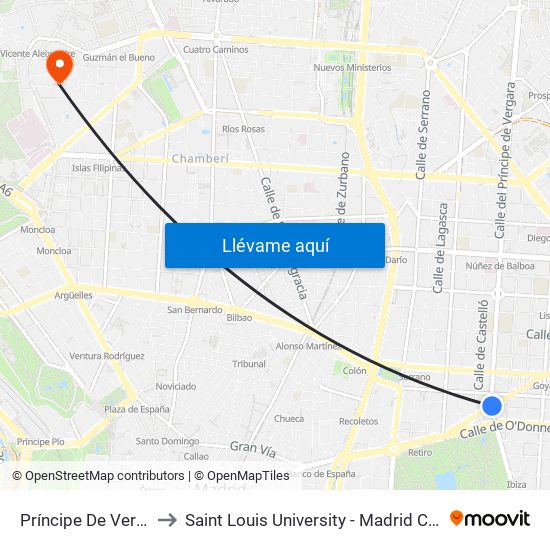 Príncipe De Vergara to Saint Louis University - Madrid Campus map