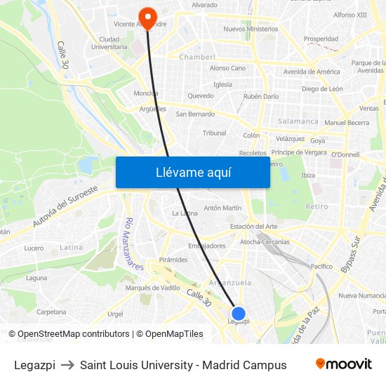 Legazpi to Saint Louis University - Madrid Campus map