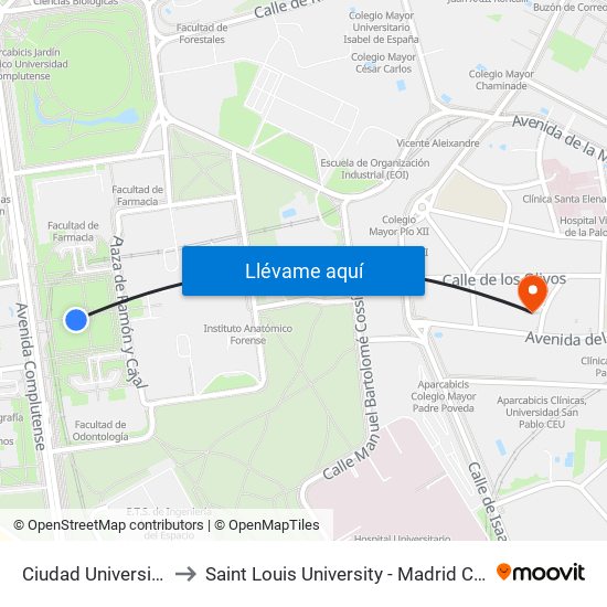 Ciudad Universitaria to Saint Louis University - Madrid Campus map
